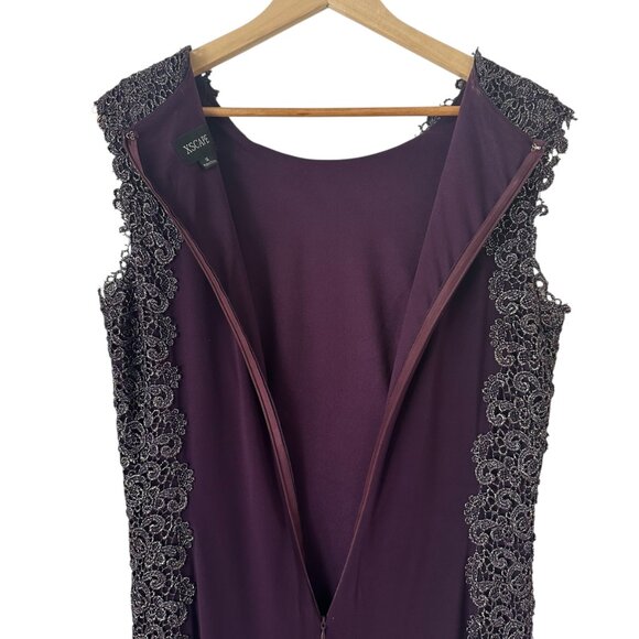 XSCAPE Purple Gold Crochet Lace Column Gown Formal Dress Mother of the Bride, 14 - Picture 6 of 14